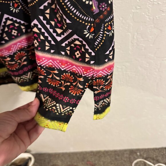 Antonio Melani Multicolored Aztec Geometric Paisley Slit Front Sheath Midi Dress - Picture 4 of 10